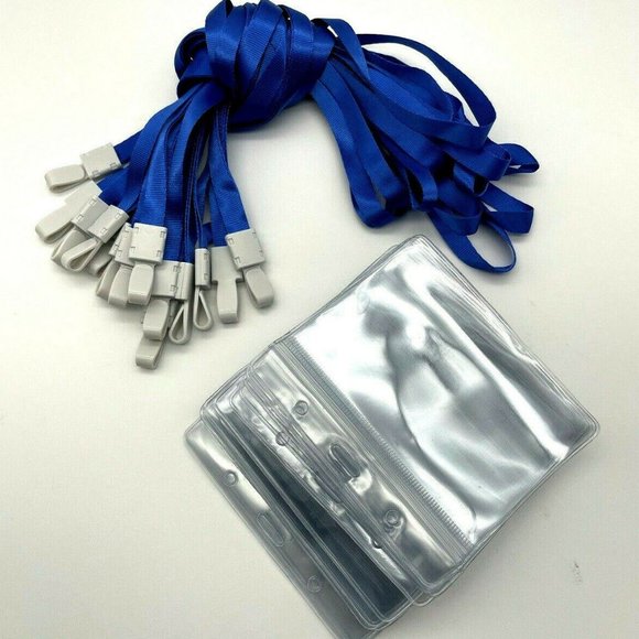 (15) ID Badge Holder Clear Plastic Vaccination Card Holder Zip Lock 4x3 Lanyards - Picture 4 of 4